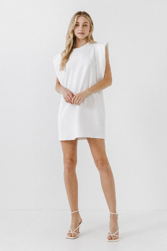 Endless Rose - Folded Detail Mini Dress Cozy Jersey Mini Dress