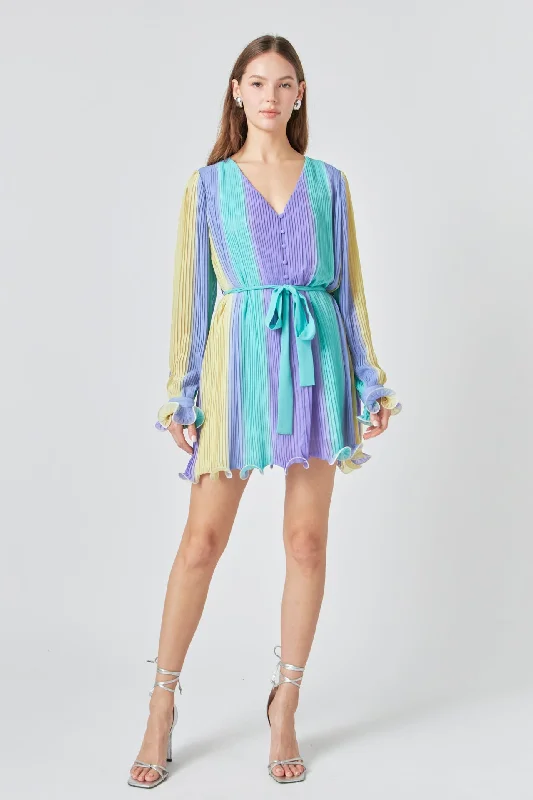 Endless Rose - Pleated Mini Dress Elegant Lace Mini Dress