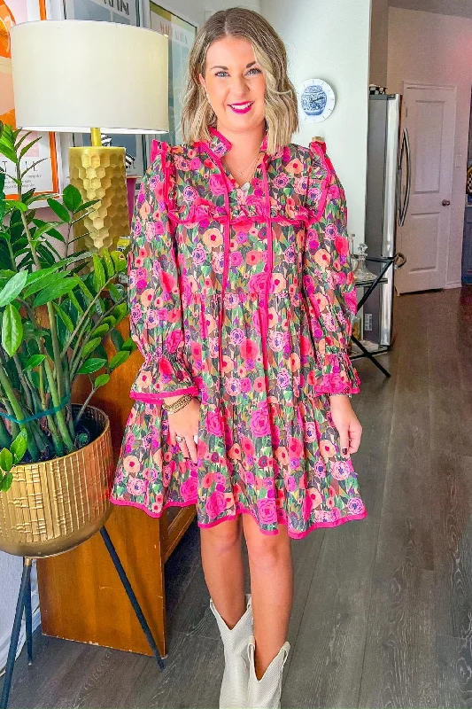 Pop of Color Mini Dress - Pink Cozy Wraparound Mini Dress