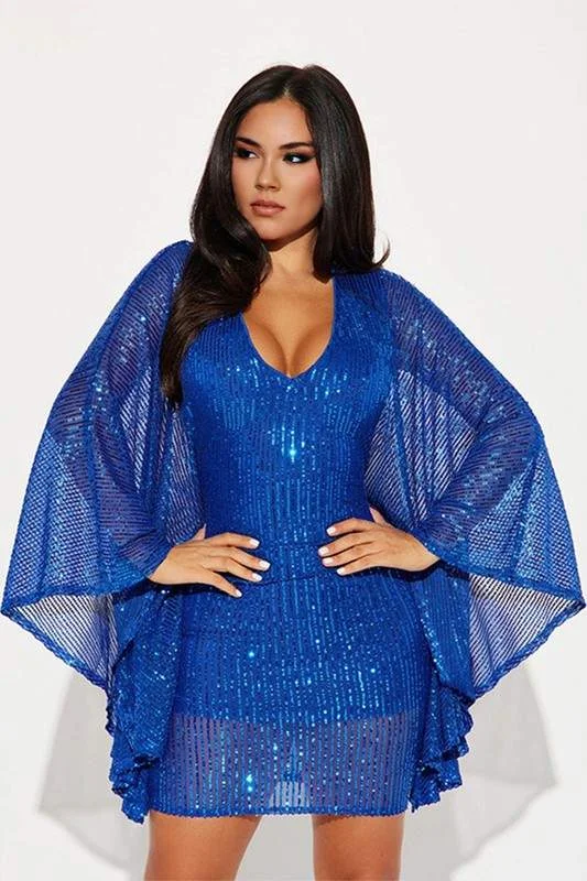 SEQUINS MESH MINI DRESS Elegant Floral-Print Mini Dress