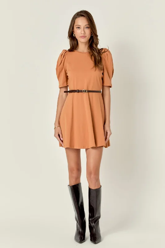 English Factory - Short Puff Sleeve Mini Dress Elegant Vintage Mini Dress
