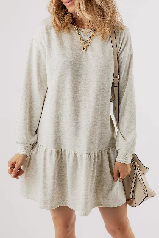 Puff Sleeve Ruffle Hem Mini Dress Comfortable Smocked Mini Dress