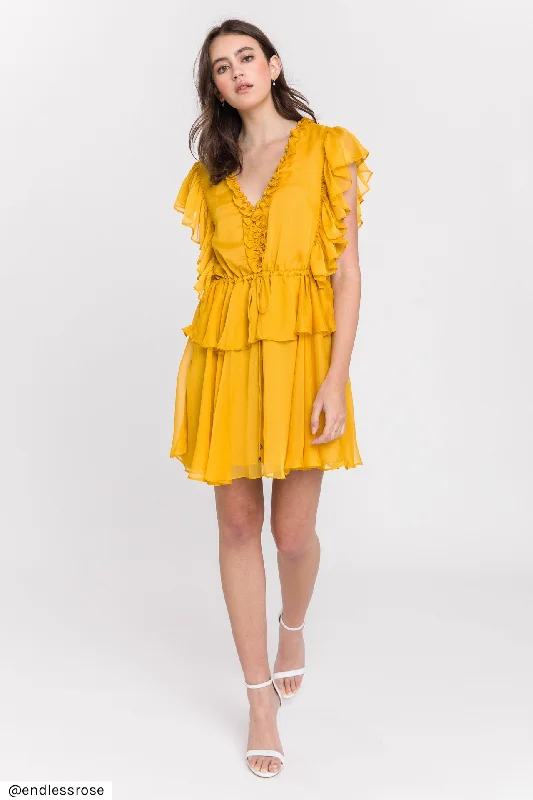 Endless Rose - Solid Mini Dress Comfortable Off-Shoulder Mini Dress