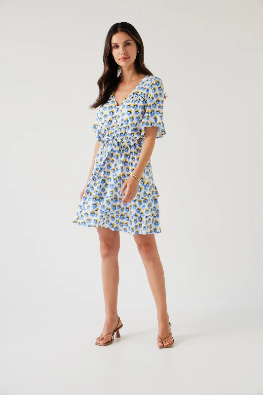 TUESDAY NARDINE MINI DRESS BLUE PANSY Classic Striped Mini Dress