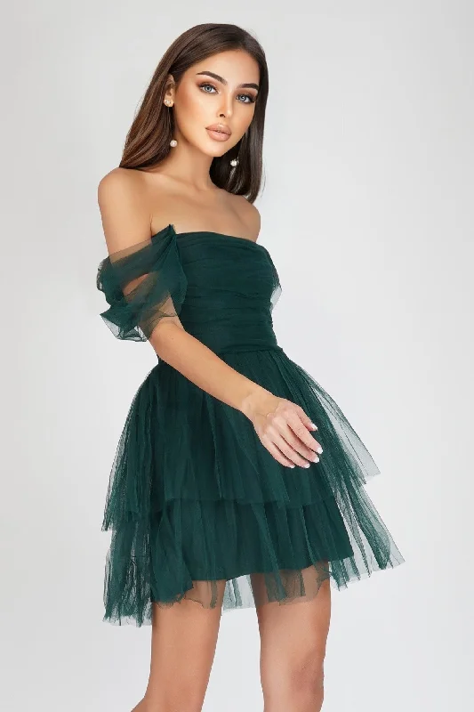 Plus Sydney Emerald Green Tulle Mini Dress Fashionable Denim Mini Dress
