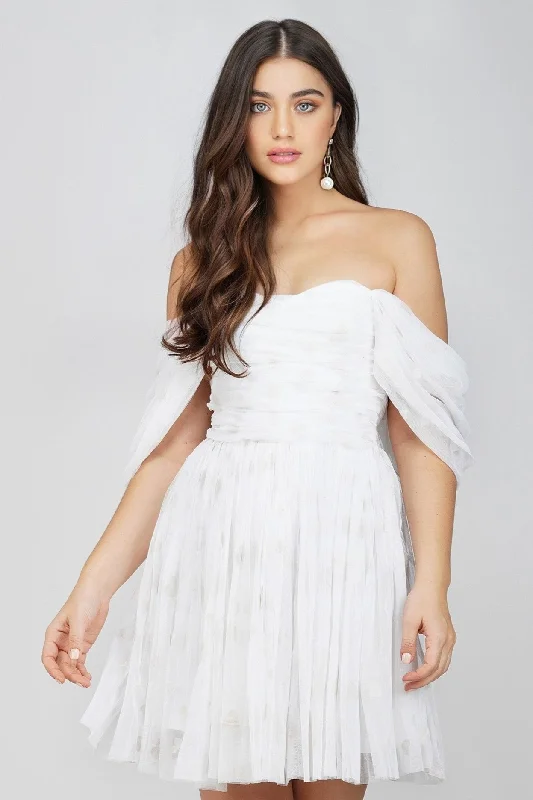 Sydney Ivory Polka Mini Dress Stylish Spaghetti Strap Mini Dress