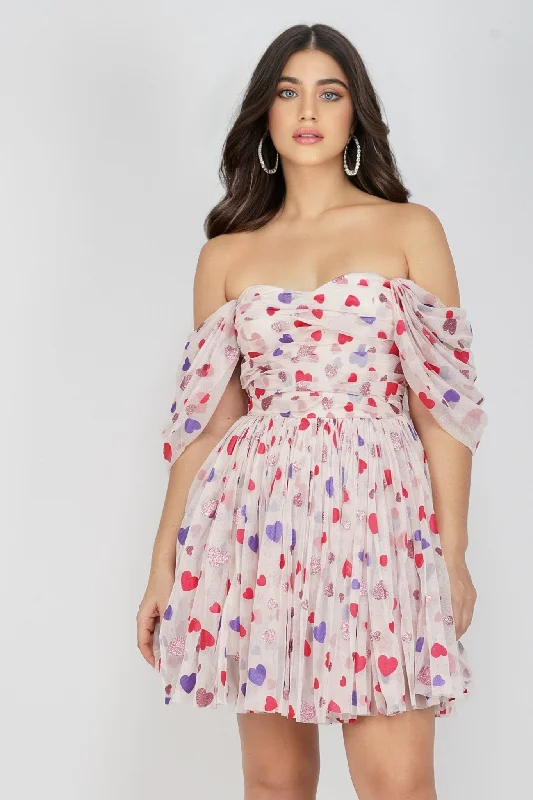 Sydney Rainbow Heart Mini Dress Comfortable Linen Mini Dress