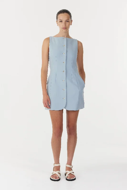 Third Form Skyline Tailored Mini Dress - Powder Blue Trendy Cut-Out Mini Dress