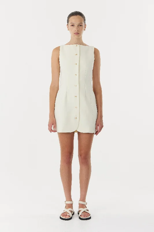 Third Form Skyline Tailored Mini Dress - Warm White Trendy Floral Mini Dress