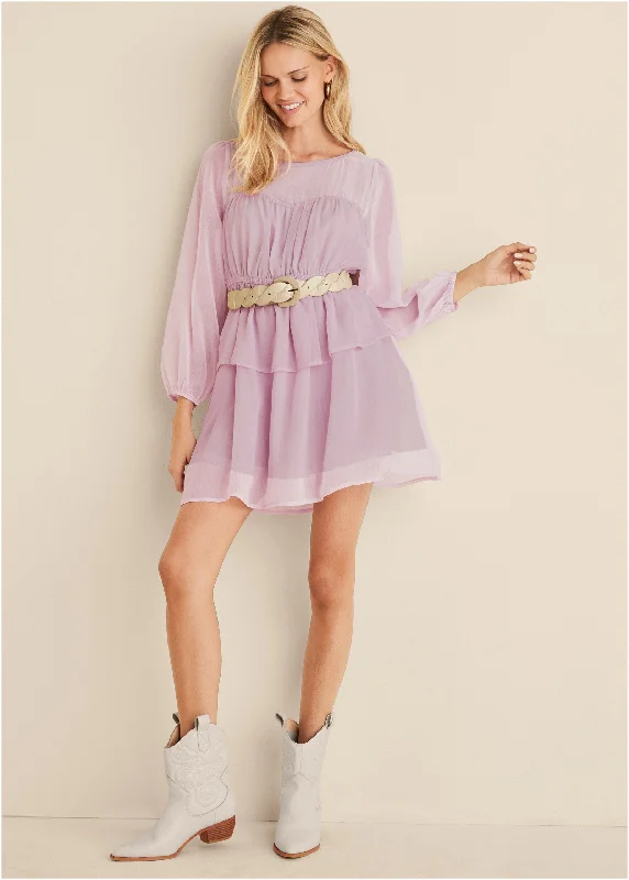 Sheer Beauty Mini Dress - Lilac Chic Tropical Mini Dress