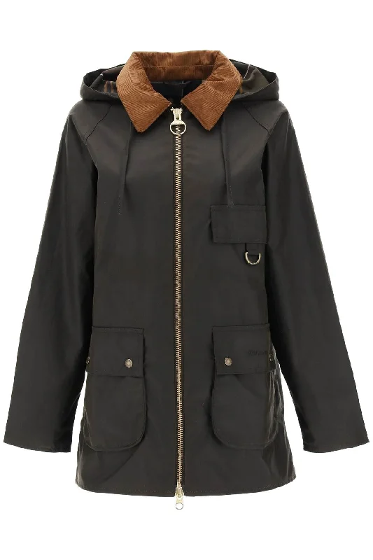 'highclere Wax' Jacket  - Green A-Line Jacket Boat Neck Shawl Collar