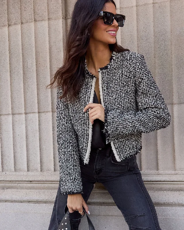 Allyson Open Front Tweed Jacket Wool Fabric Cashmere Fabric Tweed Fabric