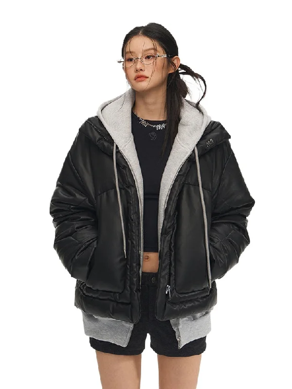 Black Loose Thickened Down Jacket Collared Jacket Crew Neck Jacket Turtle Neck Jacket