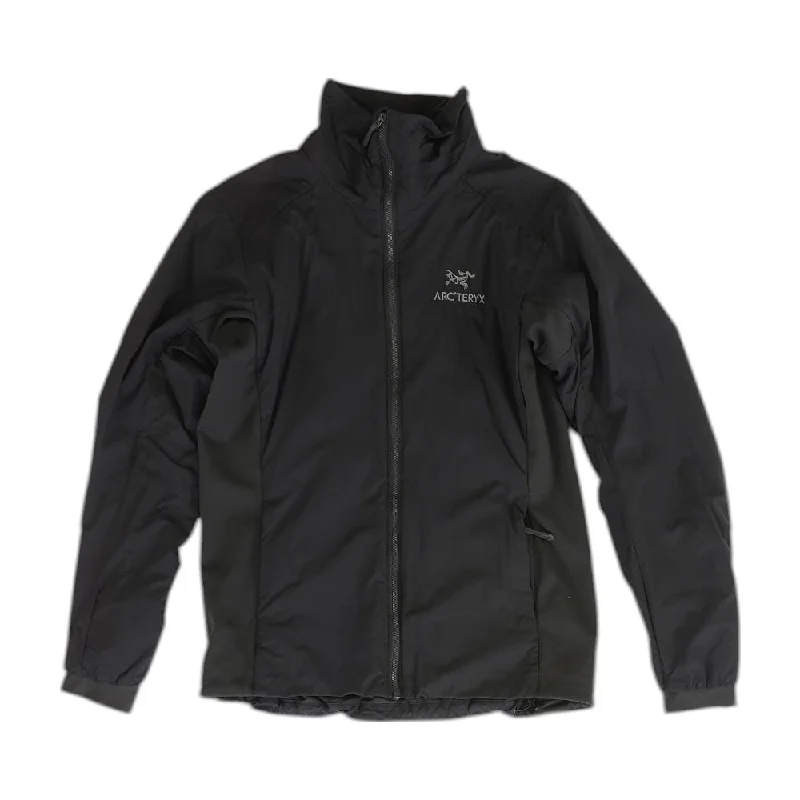 Black Solid Lightweight Jacket Front Pockets Side Pockets Patch Pockets