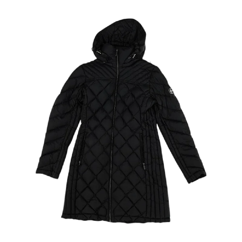Black Solid Puffer Jacket Belted Jacket Elasticated Jacket Padded Jacket
