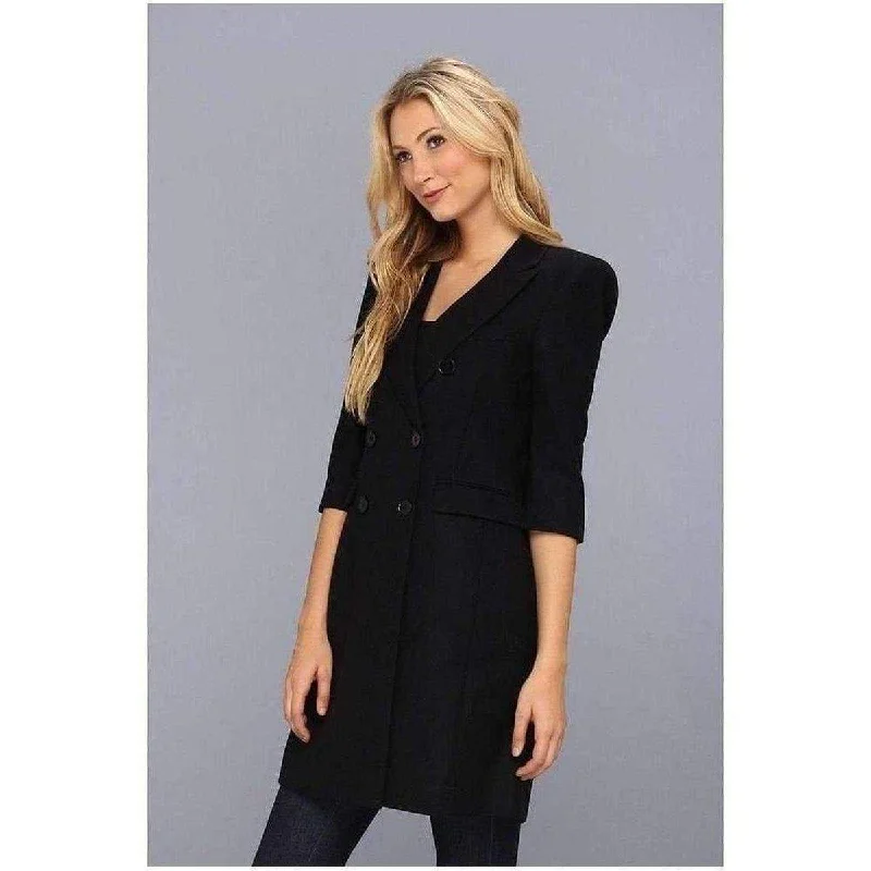 Black Wool Jacket Front Pockets Side Pockets Patch Pockets