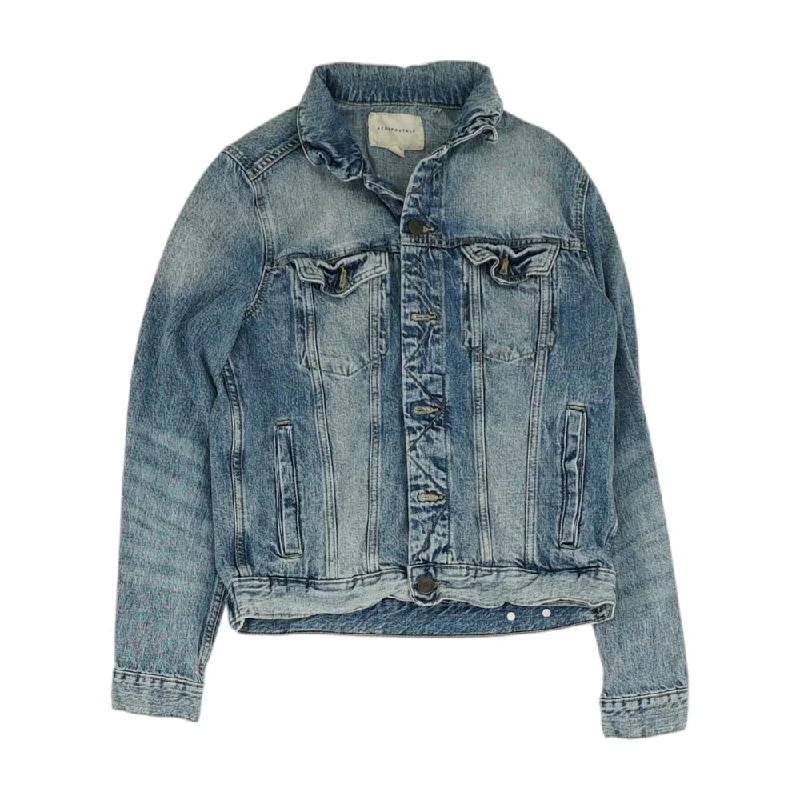 Blue Solid Denim Jacket Cotton Jacket Linen Jacket Terry Jacket