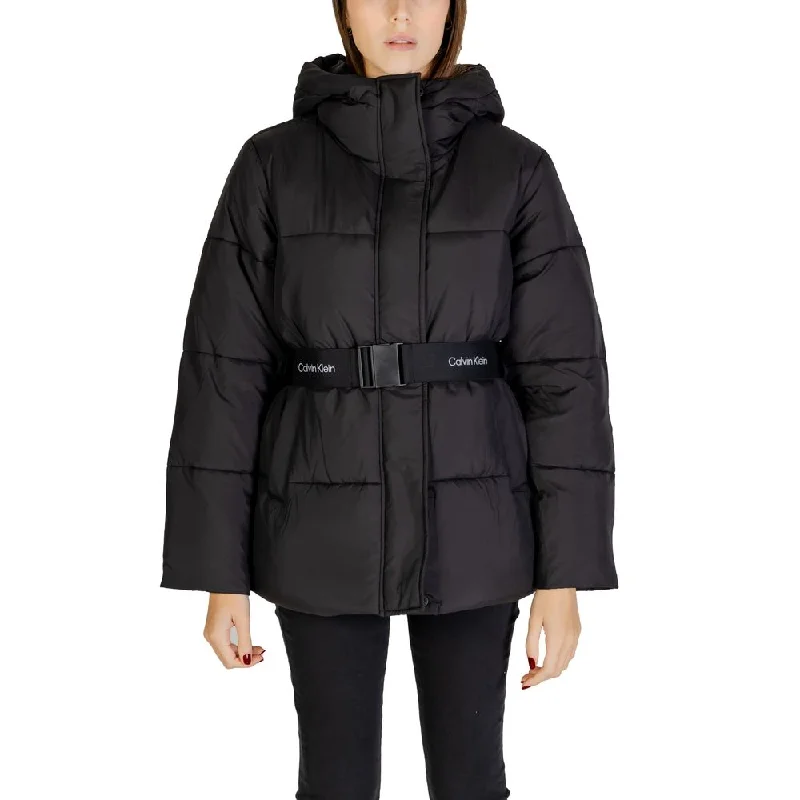 Calvin Klein Jeans Black Nylon Jackets & Coat Cotton Fabric Linen Fabric Terry Fabric