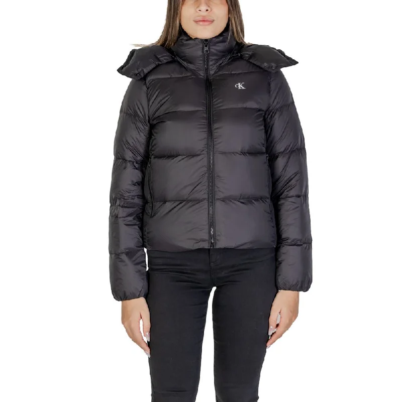 Calvin Klein Jeans Black Polyamide Jackets & Coat Satin Jacket Silk Jacket Chiffon Jacket