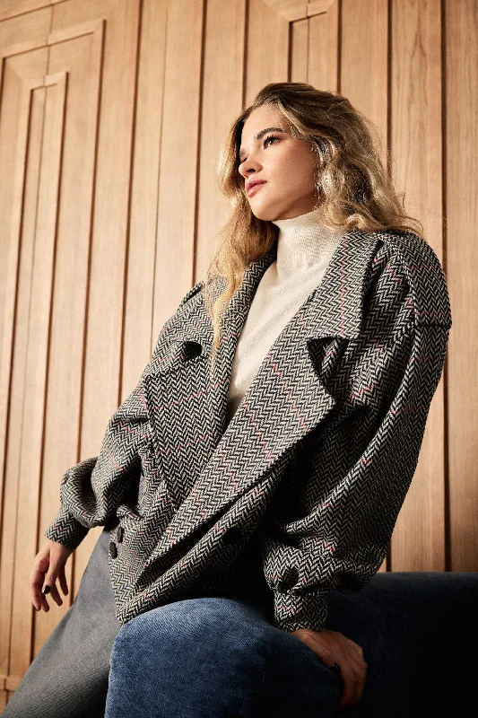 Domino Wool Jacket Notch Collar Jacket Peter Pan Collar Jacket Cowl Neck Jacket