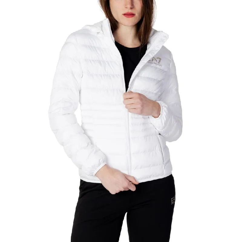 EA7 Emporio Armani White Polyester Jackets & Coat Cardigan Sweater Pullover