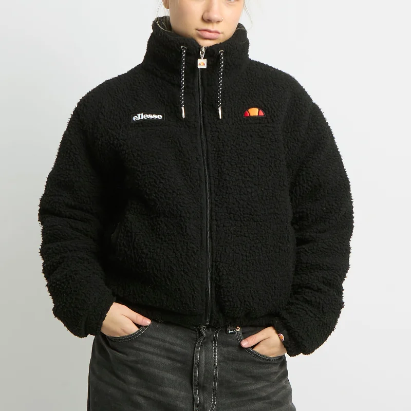 Ellesse Fleece Zip Up Jacket - UK 14 Notch Collar Jacket Peter Pan Collar Jacket Cowl Neck Jacket