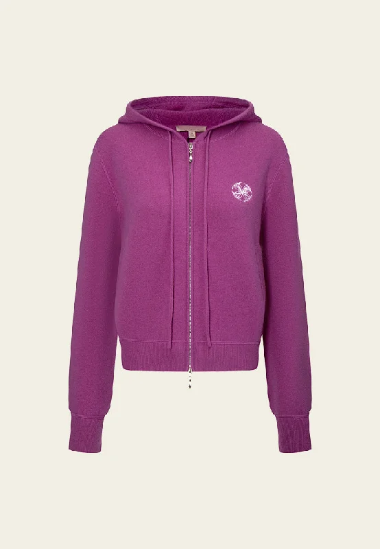Embroidered-logo Cropped Hoodie Jacket V-Neck Jacket Boat Neck Jacket Square Neck Jacket