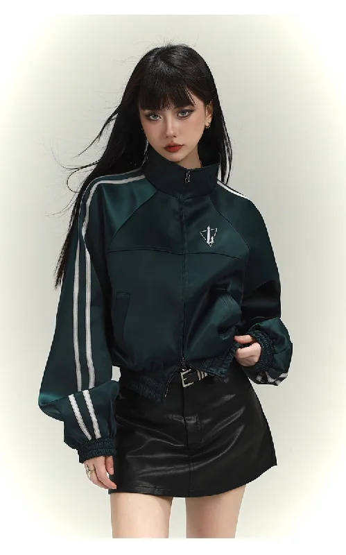 Emerald Track Jacket Collared Jacket Crew Neck Jacket Turtle Neck Jacket