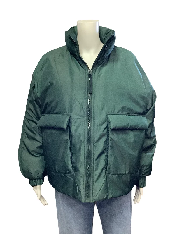 Fabletics Puffer Jacket Green Size: S Fleece Fabric Down Fabric Feather Fabric