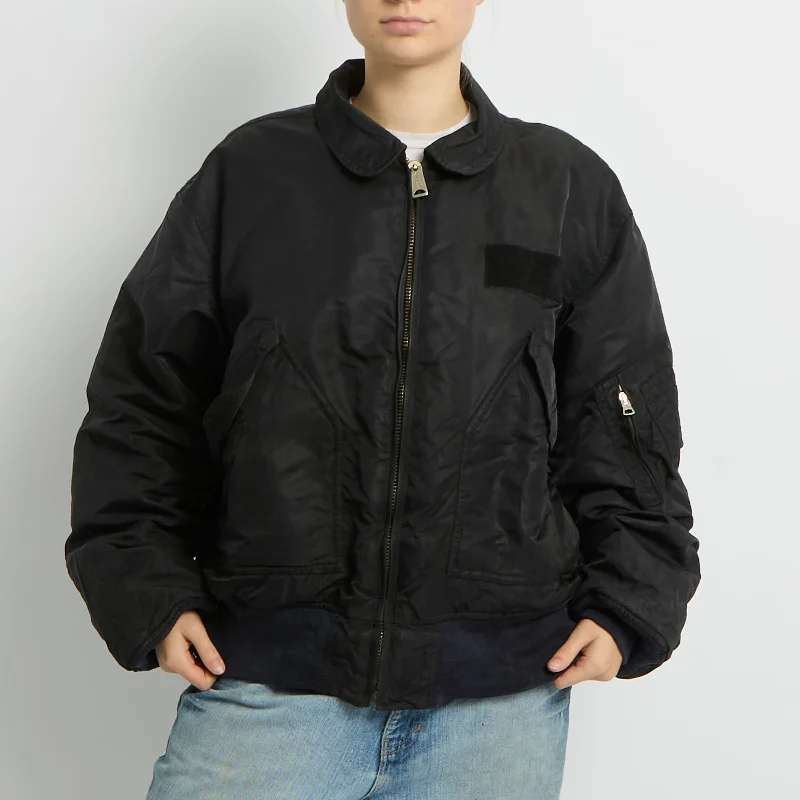 Flight Style Bomber Jacket - UK 14 Collared Jacket Crew Neck Jacket Turtle Neck Jacket