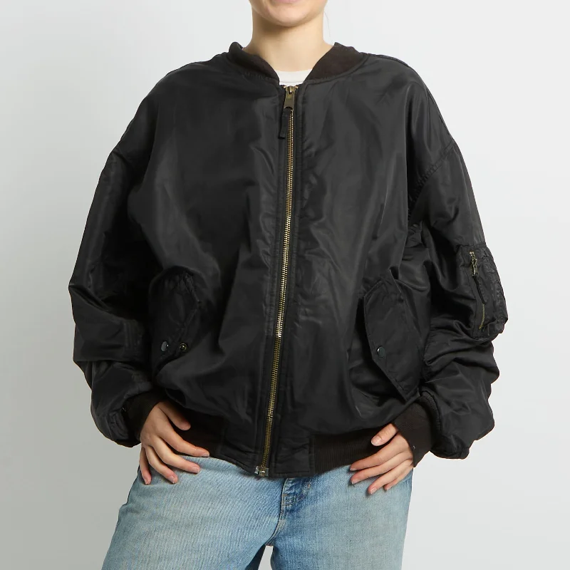 Flight Style Bomber Jacket - UK 14 Fleece Jacket Down Jacket Parka