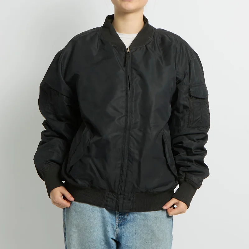 Flight Style Bomber Jacket - UK 16 Insulated Jacket Fitted Jacket Loose Jacket