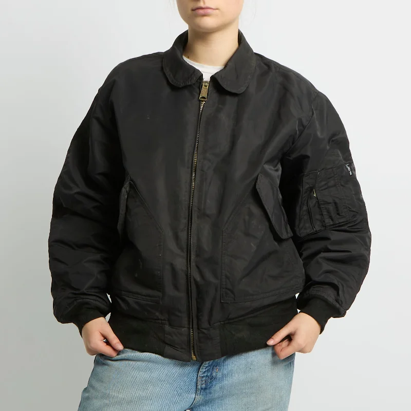 Flight Style Bomber Jacket - UK 16 Tailored Jacket Straight Jacket A-Line Jacket