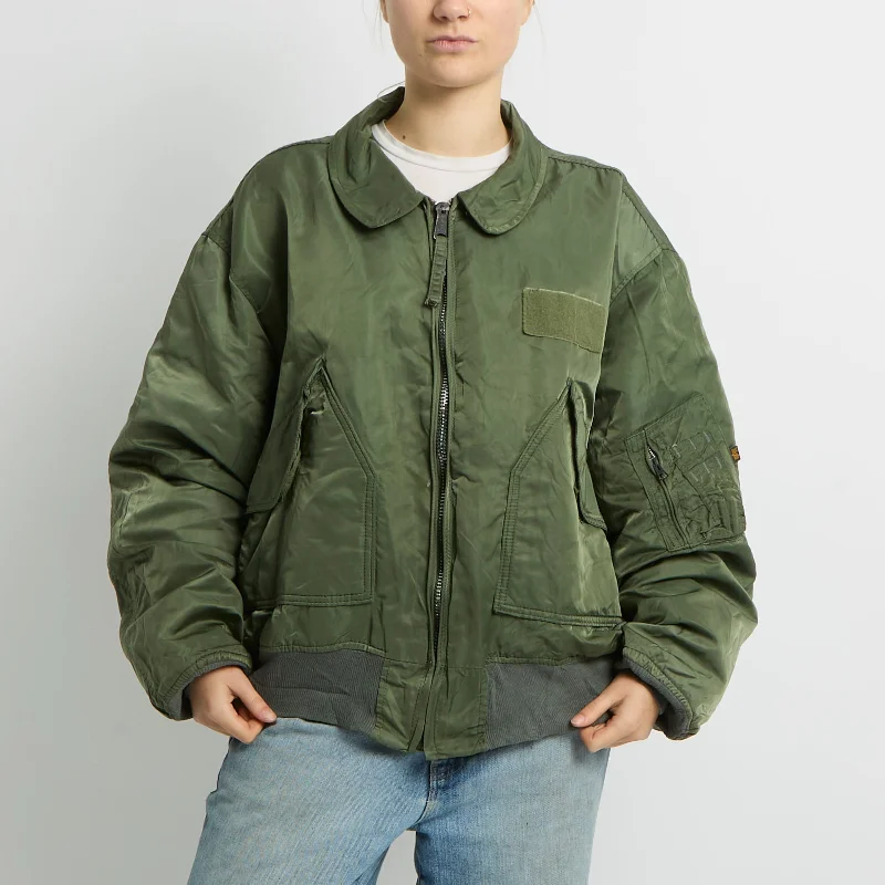 Flight Style Bomber Jacket - UK 16 Front Pockets Side Pockets Patch Pockets