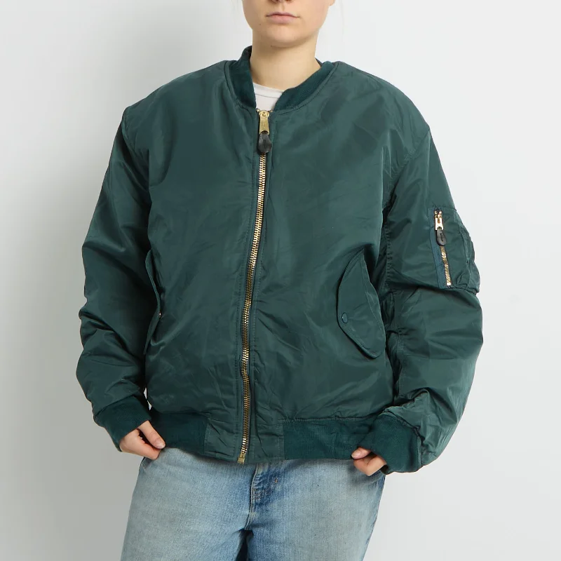 Flight Style Bomber Jacket - UK 16 Print Jacket Jacquard Jacket Embroidered Jacket