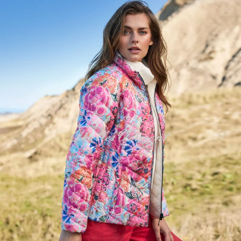 Frandsen Lightly Padded 2-In-1 Reversible Jacket - Style 226-588-4410 (Pink / Multi) Herringbone Jacket Houndstooth Jacket Plaid Jacket