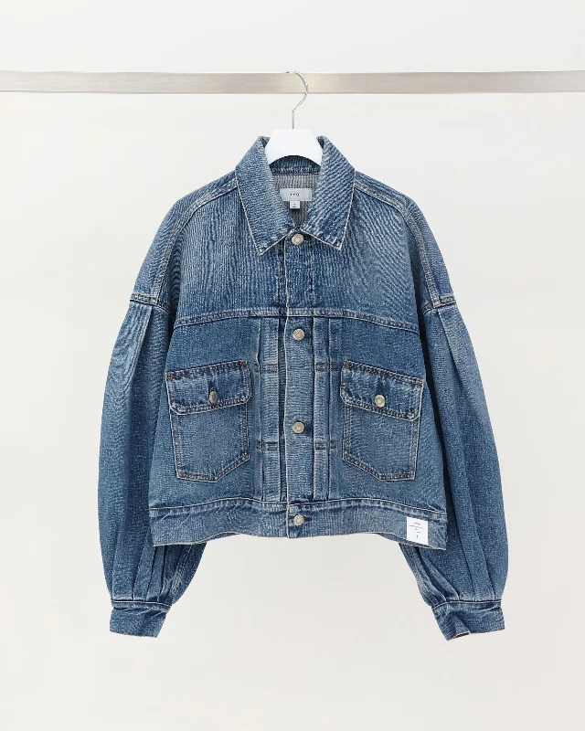 BALLOON SLEEVE DENIM JACKET / TYPE2 17445 Wool Jacket Cashmere Jacket Tweed Jacket