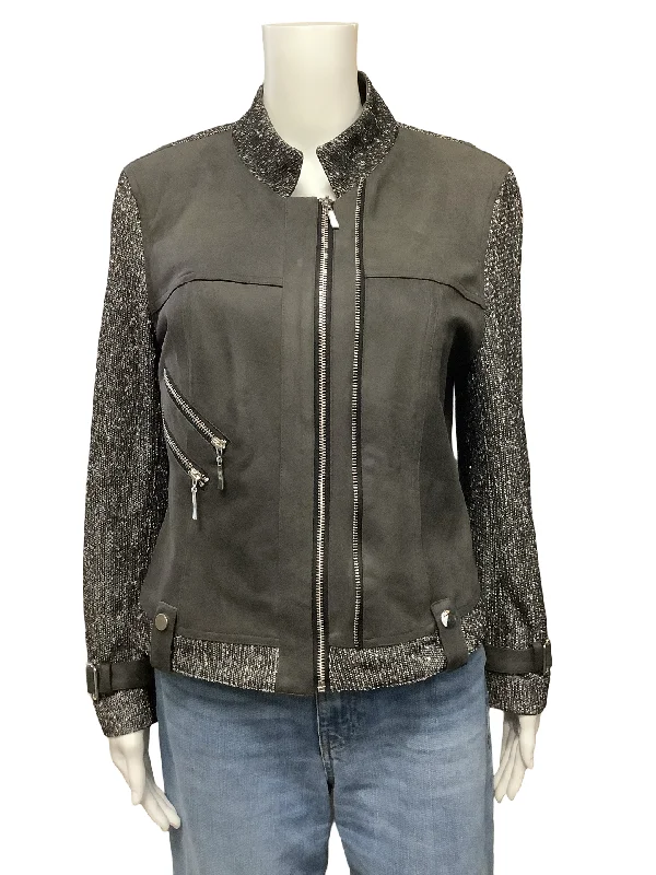 Insight Sequin Faux Suede Jacket Size: M, 6 Nylon Jacket Polyester Jacket Spandex Jacket