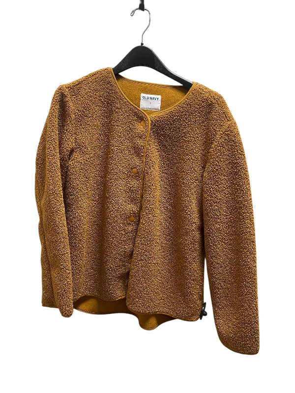 Jacket Fleece By Old Navy In Brown, Size: M Faux Fur Fabric Real Fur Fabric Shearling Fabric