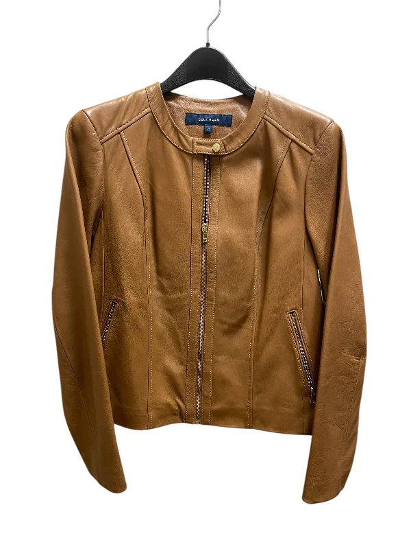 Jacket Leather By Cole-haan In Brown, Size: L Mesh Jacket Canvas Jacket Denim Jacket