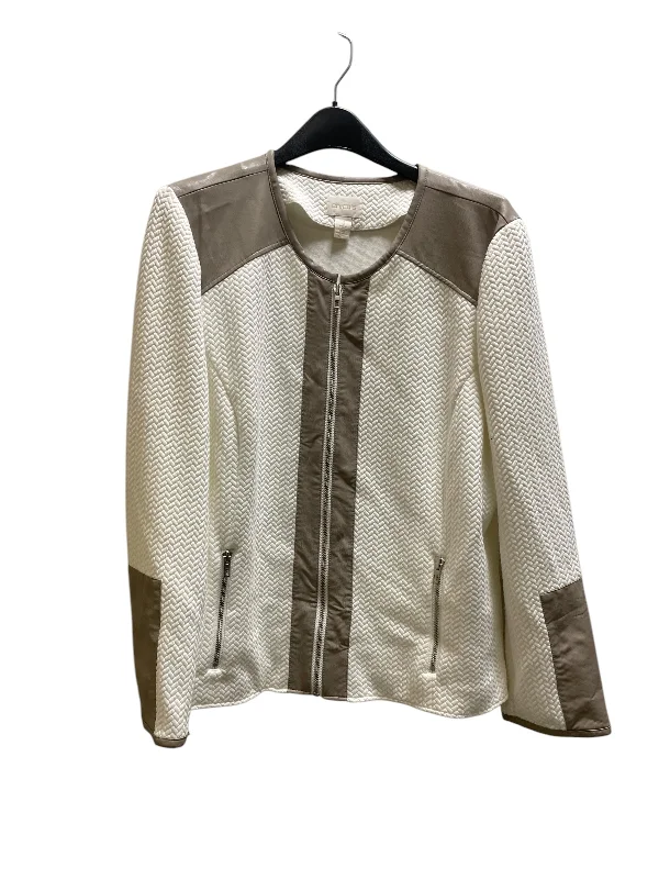 Jacket Moto By Chicos In Cream, Size: Xl Faux Fur Jacket Real Fur Jacket Shearling Jacket