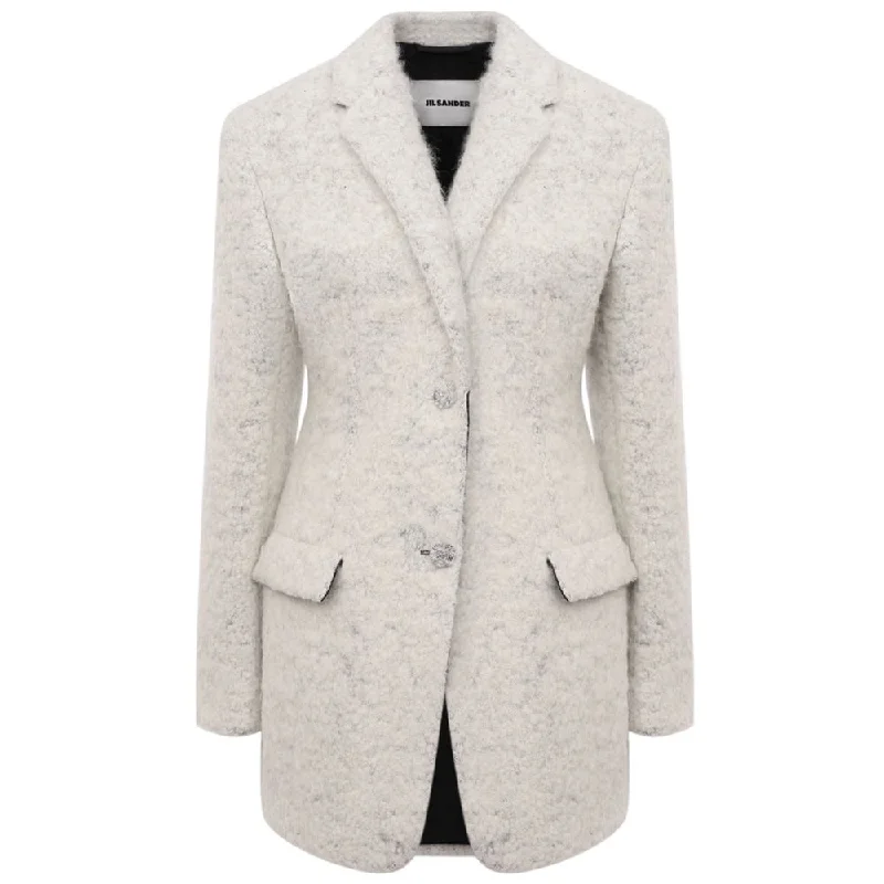 Jil Sander White Alpaca Jackets & Coat Striped Jacket Polka Dot Jacket Floral Jacket