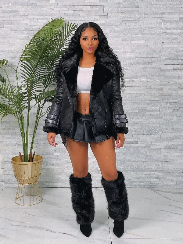 JK864P - INNER FUR BIKER JACKET Print Jacket Jacquard Jacket Patchwork Jacket