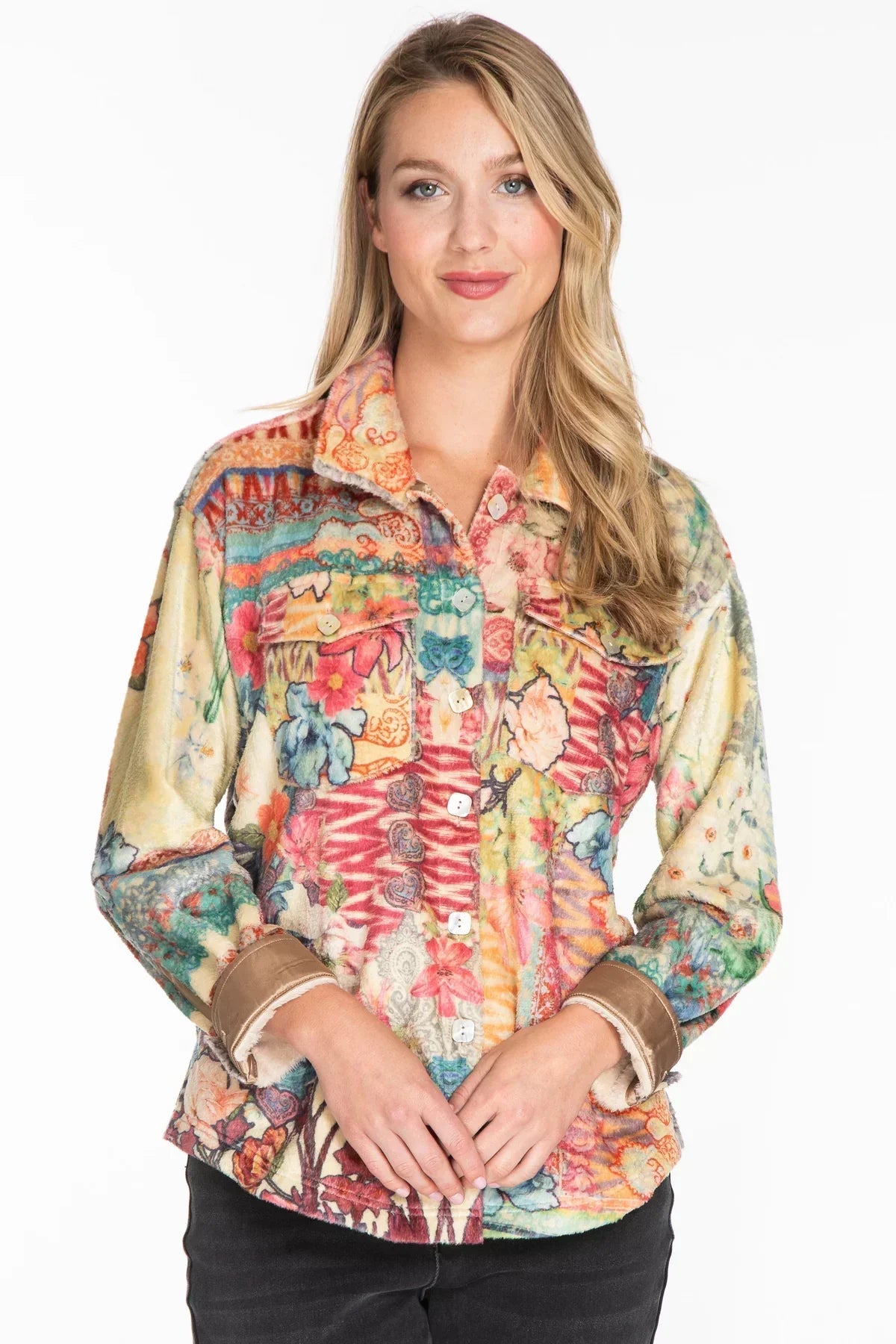 Jacket-Multi Color PrintButton Front-Womens-J43643jm Belted Jacket Elasticated Jacket Padded Jacket