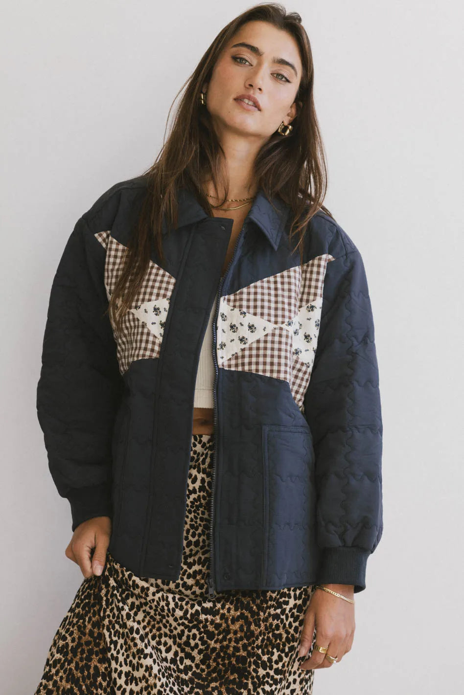 Karlie Quilted Jacket in Navy Jacket Blazer Coat