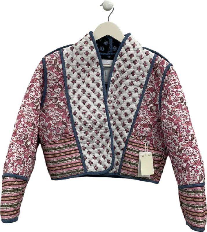 MANGO Pink Reversible Quilted Jacket UK S Nylon Jacket Polyester Jacket Spandex Jacket