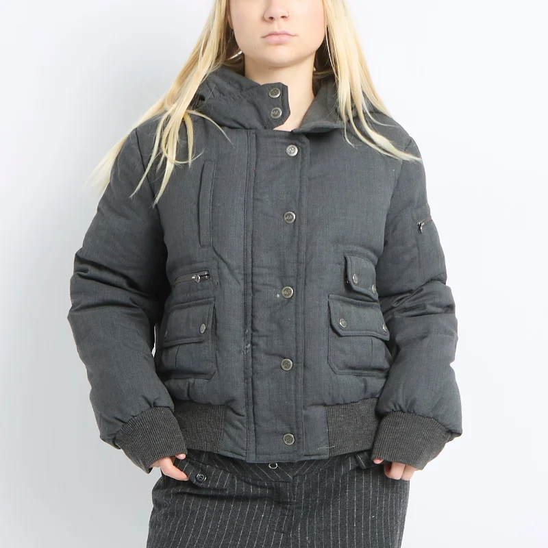 Marlboro Classics Hooded Bomber Jacket - UK 12 Knit Fabric Woven Fabric Fleece Fabric