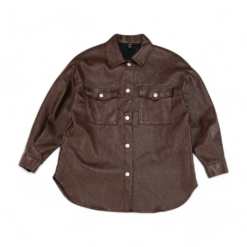 Maroon Solid Faux Leather Jacket Fitted Jacket Loose Jacket Oversized Jacket