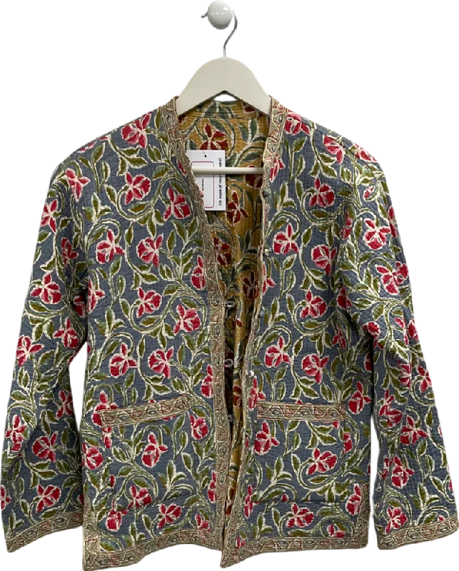 Multicoloured Reversible Jacket UK S/M Print Jacket Jacquard Jacket Patchwork Jacket