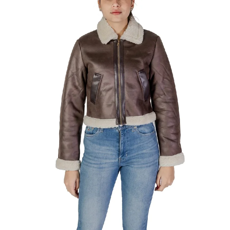 Only Brown Polyester Jackets & Coat Zippered Jacket Buttoned Jacket Snapped Jacket